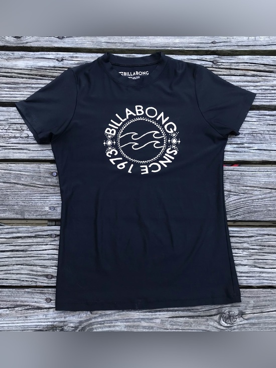 Billabong Other - Ladies M BILLABONG Black Graphic Logo Short Sleeve Spring Rash Guard Top Shirt